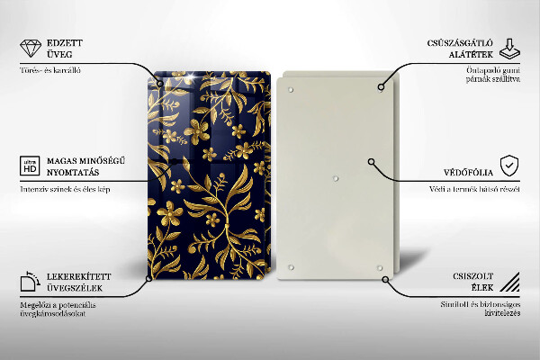 Skärbräda glas Guldblommamotiv