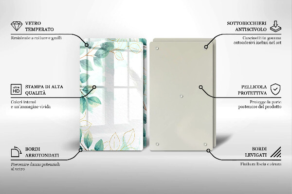 Skärbräda glas Målade blad