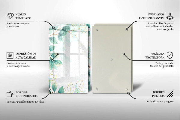 Skärbräda glas Målade blad