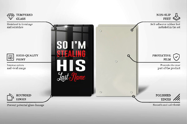 Skärbräda glas Inskrift, mening, mönster