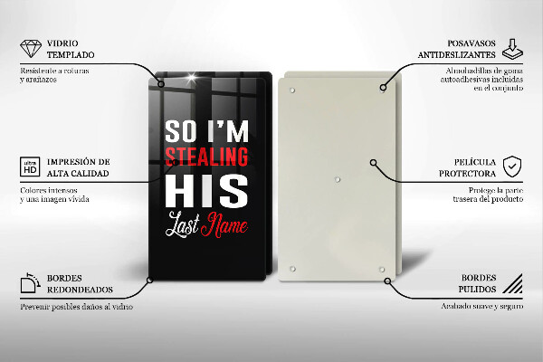 Skärbräda glas Inskrift, mening, mönster