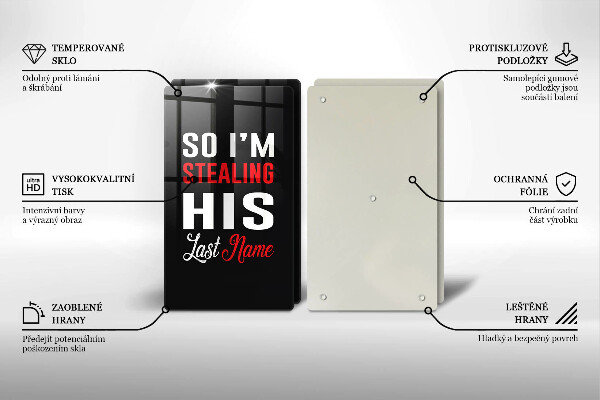 Skärbräda glas Inskrift, mening, mönster