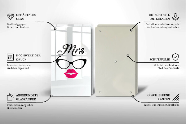 Skärbräda glas fru herr - Inskrift, mening