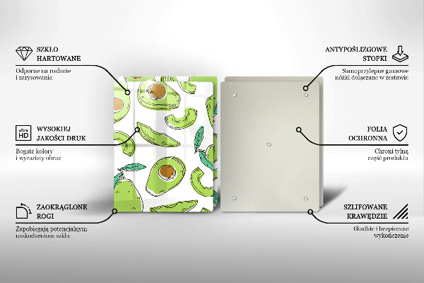 Skärbräda glas Avokado och päron