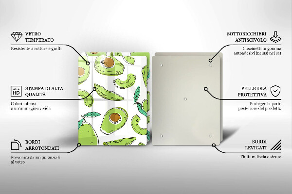 Skärbräda glas Avokado och päron