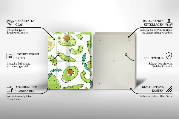 Skärbräda glas Avokado och päron