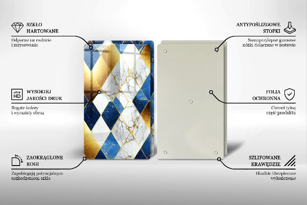 Skärbräda glas Gyllene romb marmor