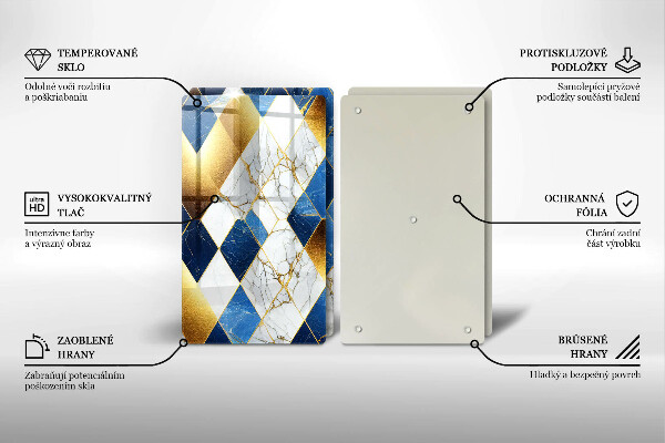 Skärbräda glas Gyllene romb marmor