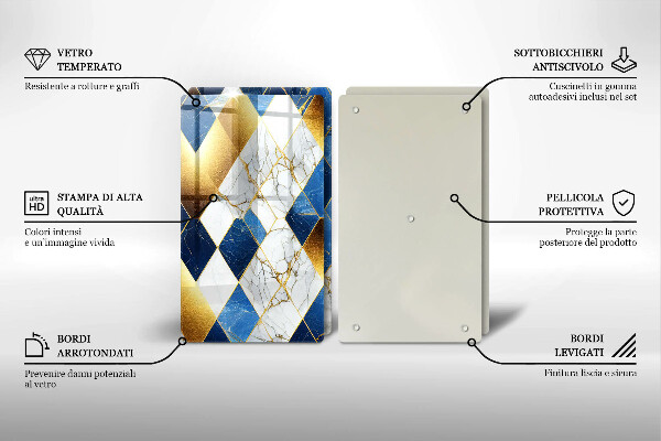 Skärbräda glas Gyllene romb marmor