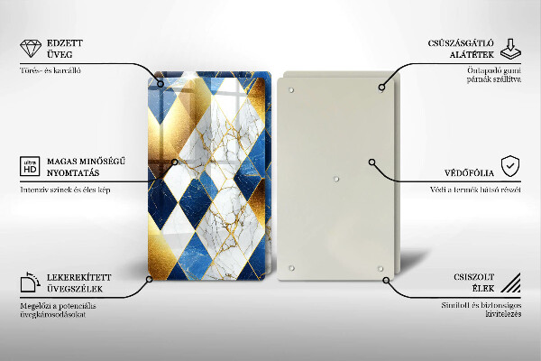 Skärbräda glas Gyllene romb marmor