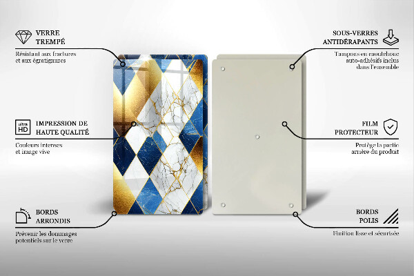 Skärbräda glas Gyllene romb marmor