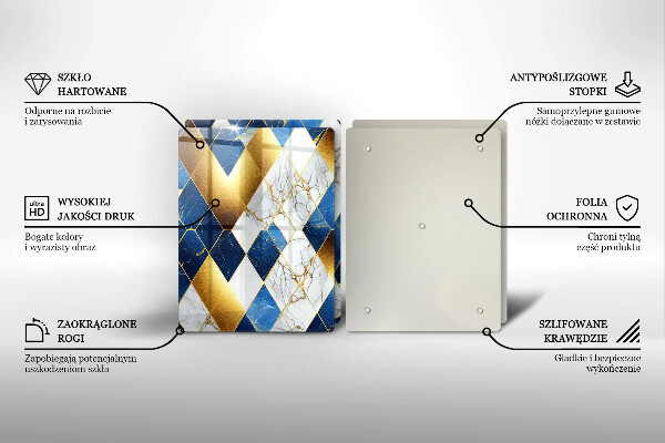 Skärbräda glas Gyllene romb marmor