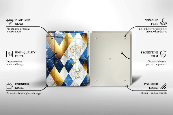 Skärbräda glas Gyllene romb marmor