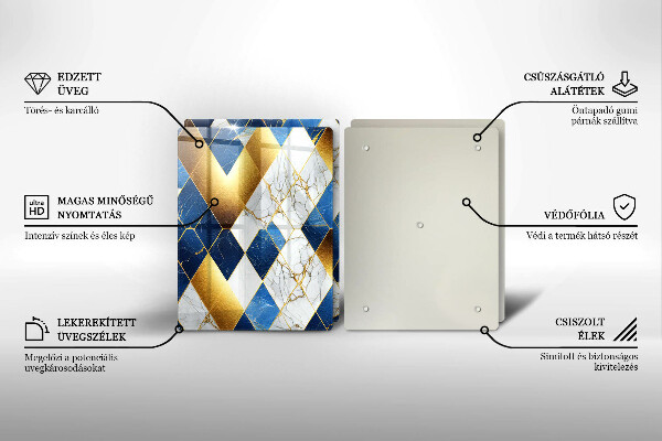 Skärbräda glas Gyllene romb marmor