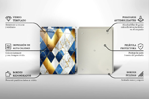 Skärbräda glas Gyllene romb marmor