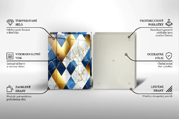 Skärbräda glas Gyllene romb marmor