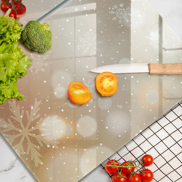 Skärbräda glas Snöflingor