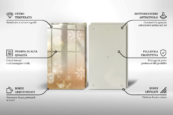 Skärbräda glas Snöflingor