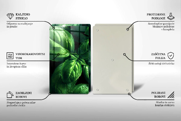 Skärbräda glas Basilikablad