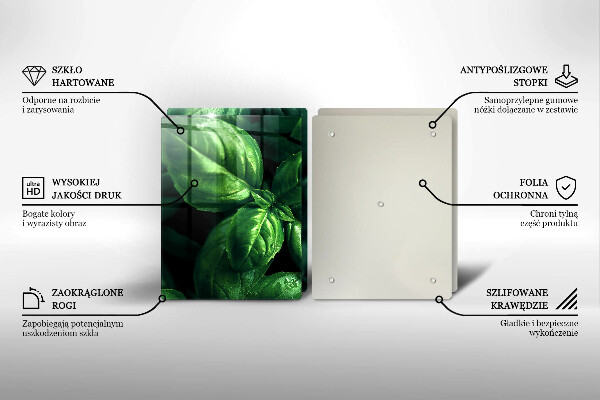Skärbräda glas Basilikablad