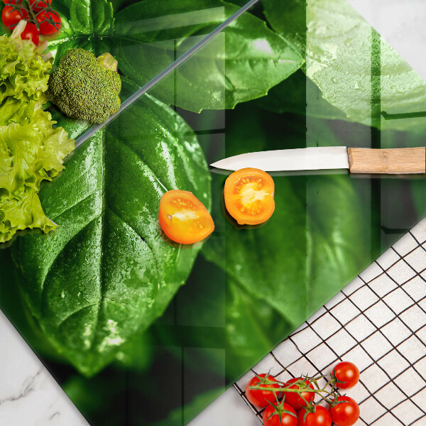 Skärbräda glas Basilikablad