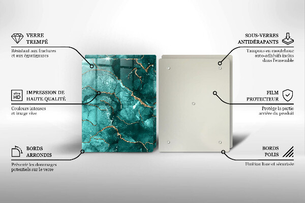 Skärbräda glas Blå marmor