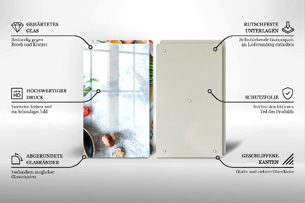 Skärbräda glas Ingredienser i köket