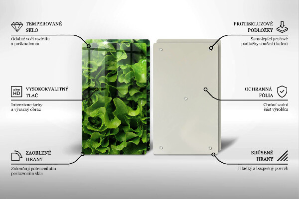 Skärbräda glas Gröna salladsblad