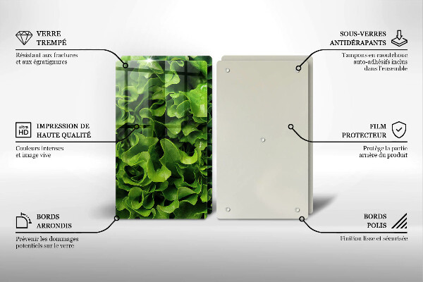 Skärbräda glas Gröna salladsblad