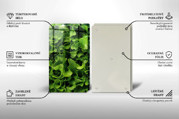 Skärbräda glas Gröna salladsblad