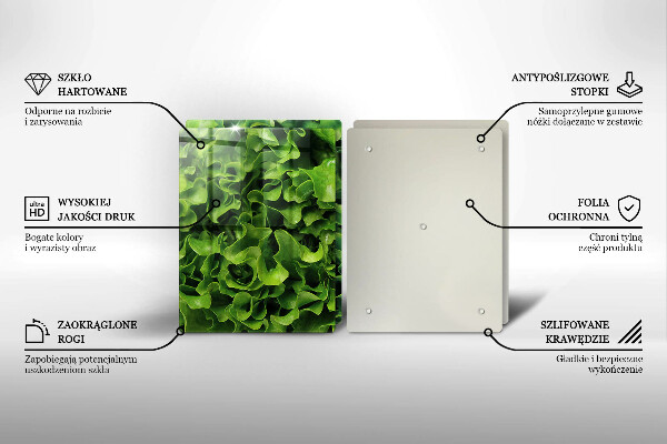 Skärbräda glas Gröna salladsblad