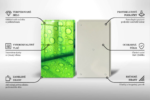 Skärbräda glas Närbild av ett löv