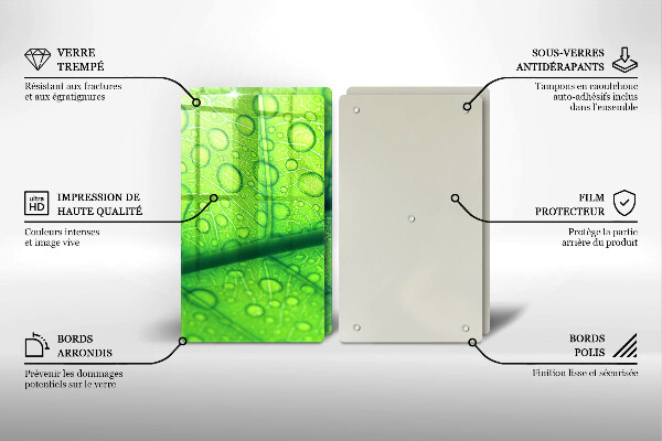 Skärbräda glas Närbild av ett löv