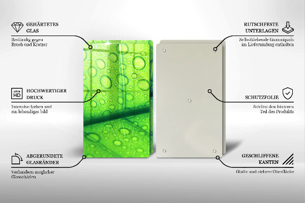 Skärbräda glas Närbild av ett löv