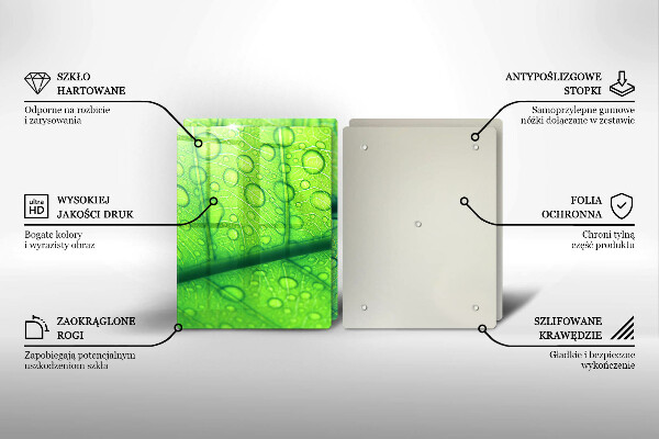 Skärbräda glas Närbild av ett löv