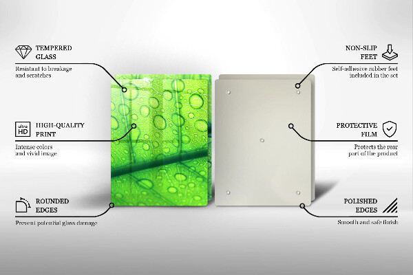 Skärbräda glas Närbild av ett löv