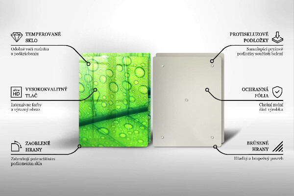 Skärbräda glas Närbild av ett löv