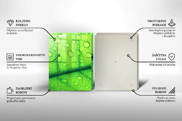 Skärbräda glas Närbild av ett löv
