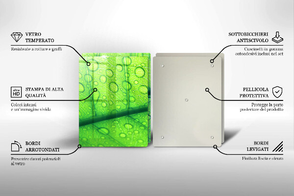 Skärbräda glas Närbild av ett löv