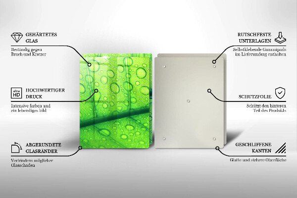 Skärbräda glas Närbild av ett löv