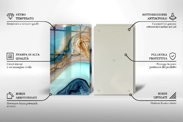 Skärbräda glas Flerfärgad marmor