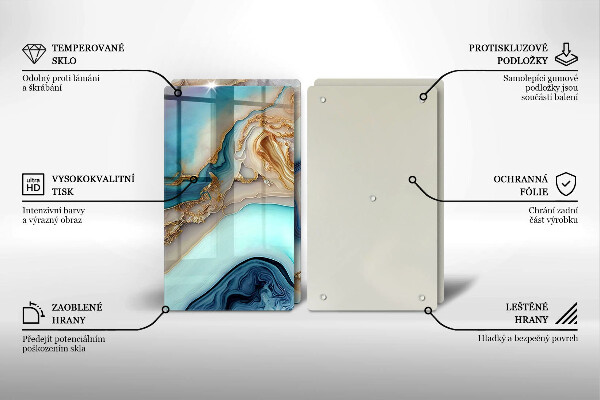 Skärbräda glas Flerfärgad marmor