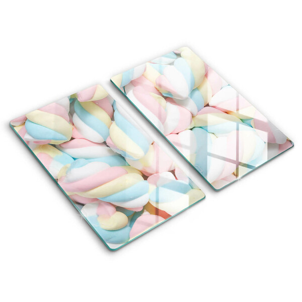 Skärbräda glas Färgglada marshmallows