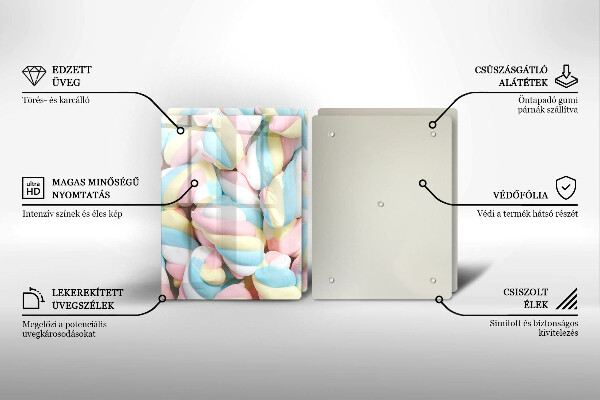 Skärbräda glas Färgglada marshmallows