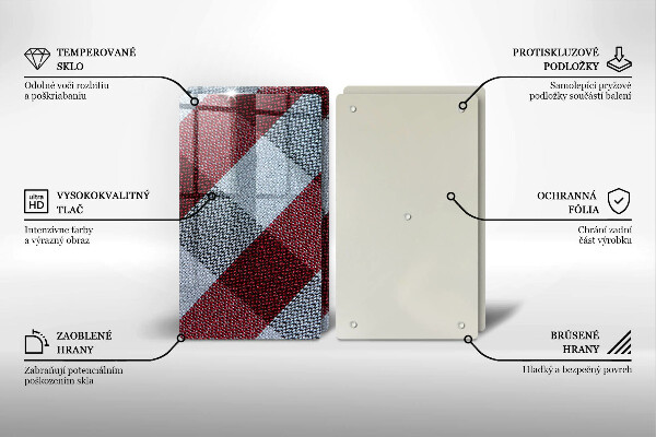 Skärbräda glas Röd och vit rutor