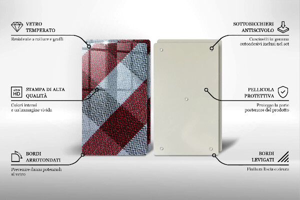 Skärbräda glas Röd och vit rutor