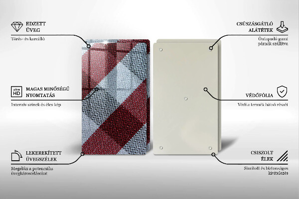 Skärbräda glas Röd och vit rutor