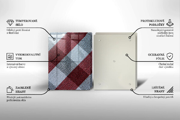 Skärbräda glas Röd och vit rutor