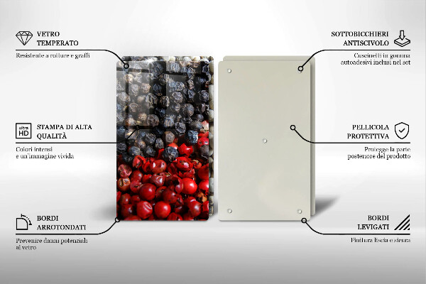 Skärbräda glas Svartpeppar