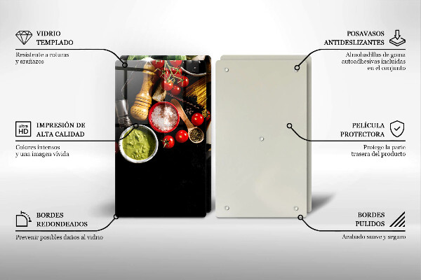 Skärbräda glas Italienska ingredienser och kryddor